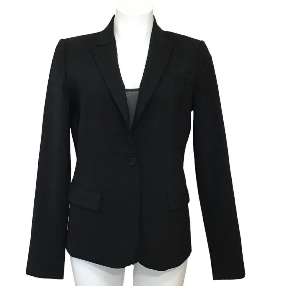 Theory Black Riding Single Button Stretch Blazer Size 10